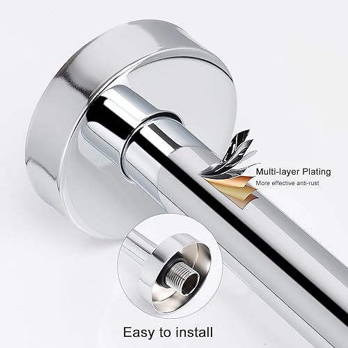 Vista 25 de NearMoon Brazo de ducha, brazo de extensión extra con brida, tubo extensor de cabezal de ducha montado en la pared de acero inoxidable