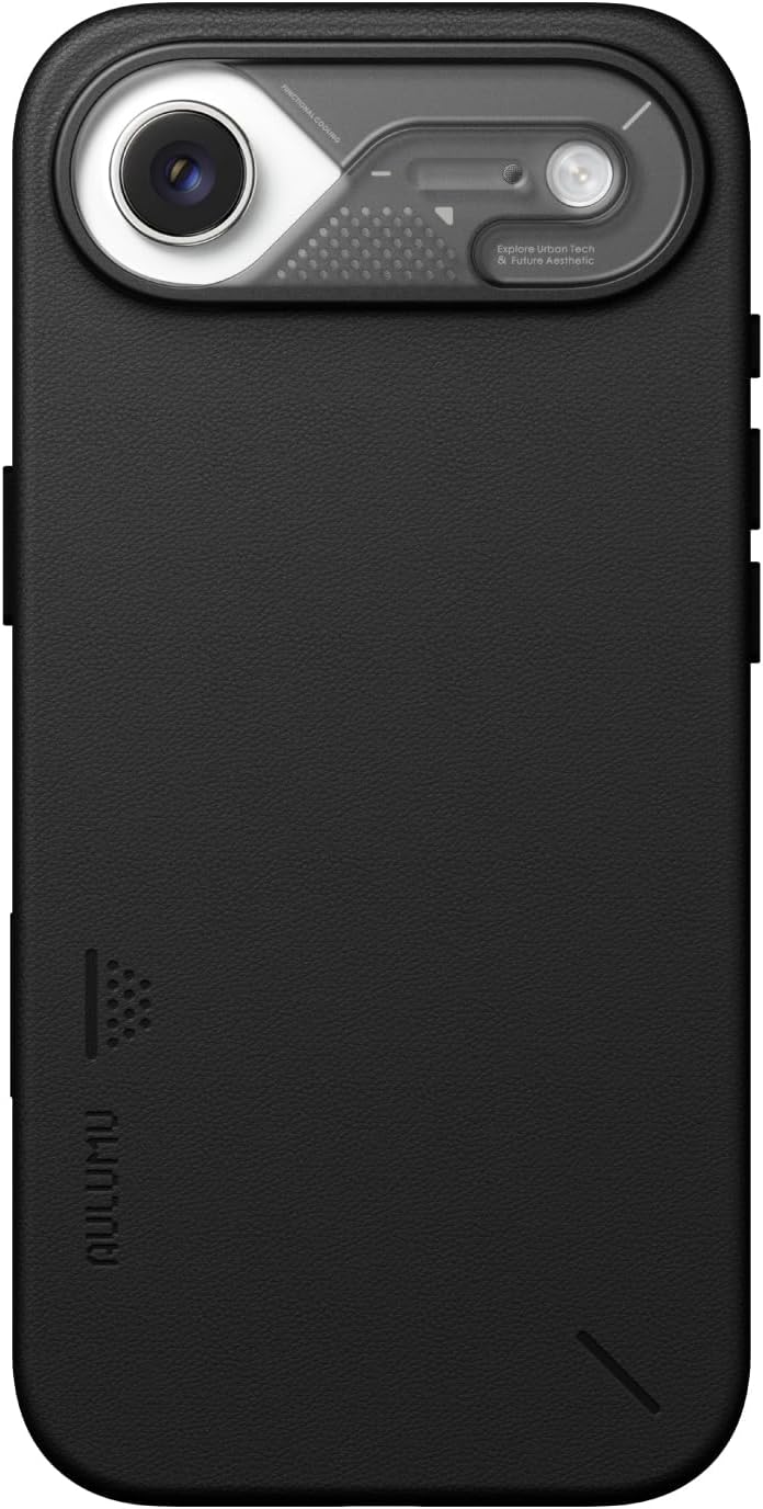 Aulumu A17 Vegan Leather CoolHyper iPhone 17 Pro Max Case | Camera Control | with Cooling Fins | Luxury Comfort | Compatible with MagSafe | Complete Wrap-Around - Black