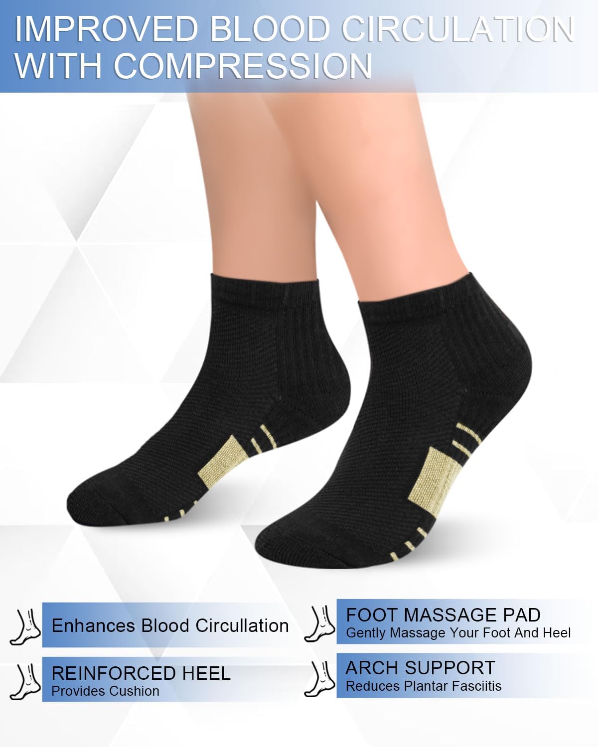 Copper Ankle Compression Socks for Women & Men 6Pairs- Plantar Fasciitis Arch Support Running Socks for Athletic - Image 5