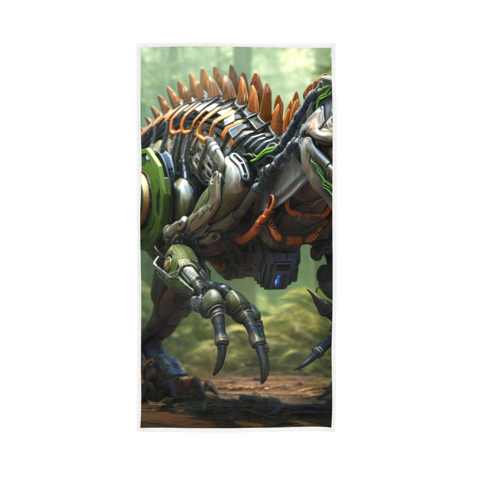 HUYGD Robot Dinosaur in Jungle Hand Towels, 15 x 30 Inches, Spa Towels for Facials Hotel Hand Towels