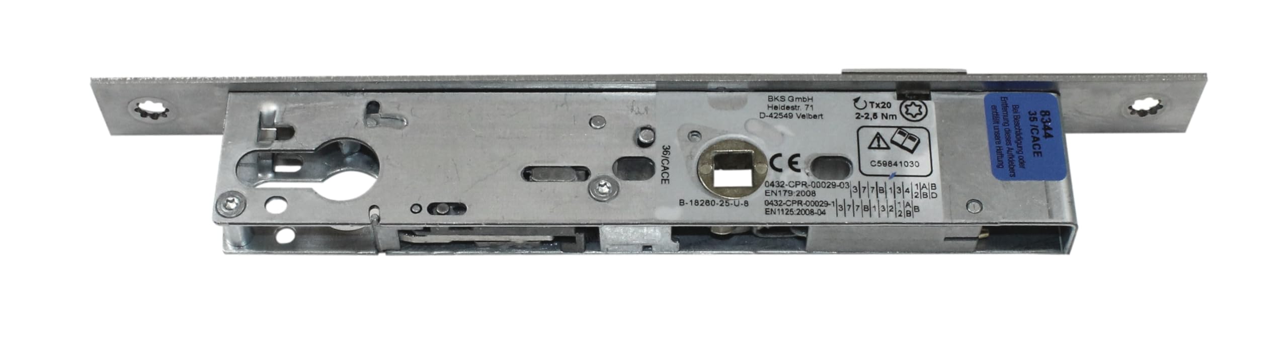 BKS Rohrrahmen Panikschloss Türschloss B-18260-25-U-8, Funktion E (Wechselfunktion), Dornmaß 25mm, Entfernung: 92mm, Stulp: 24x270x3mm, DIN Links/Rechts umstellbar (Dornmass: 25mm)