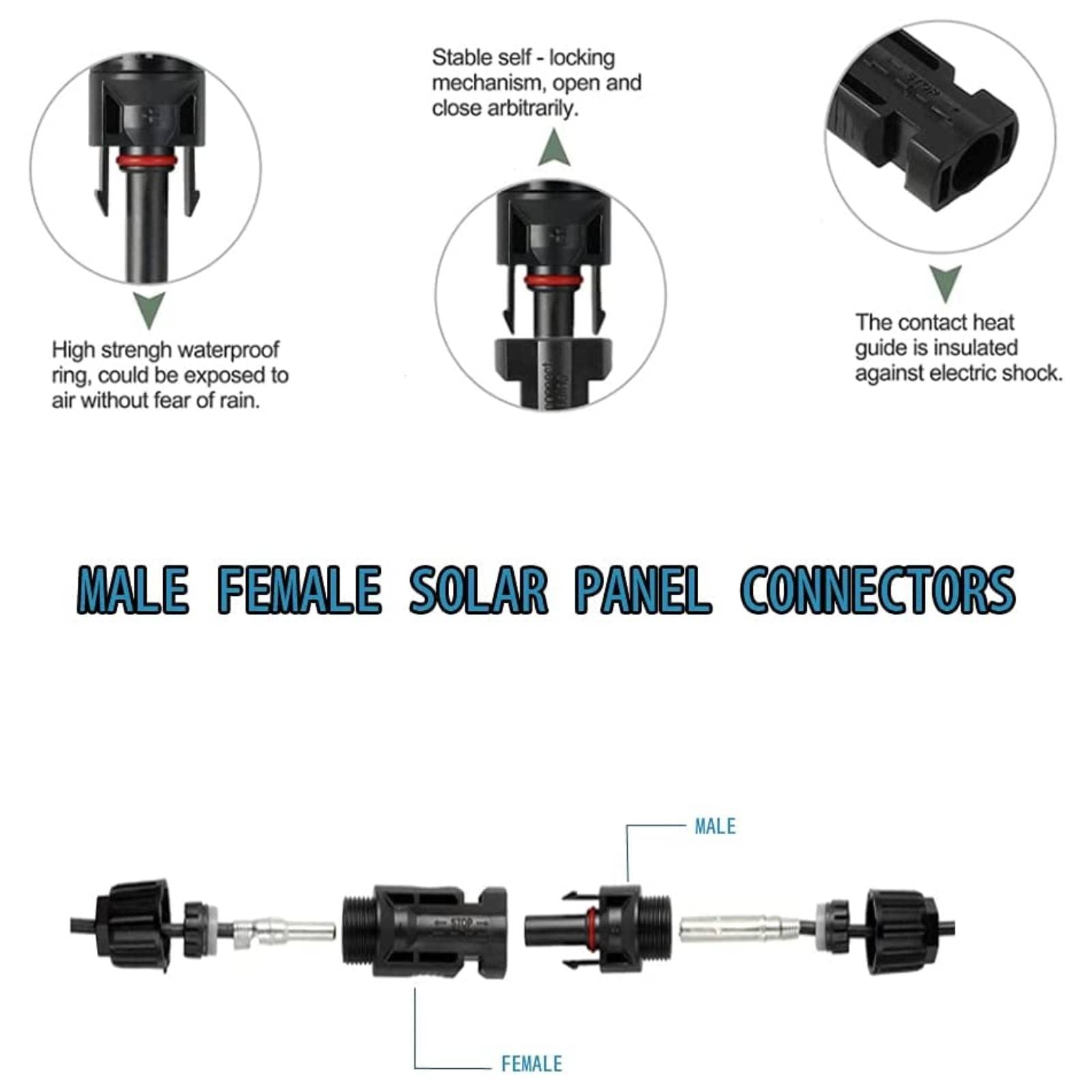 Kit Crimpadora Solar para 26-10AWG Conectores de Cable de Panel Solar,1PCS Herramienta de Crimpado Solar PV, 20 Pares Macho Hembra Solar Panel Cable conectores, 2PCS Herramientas de llave