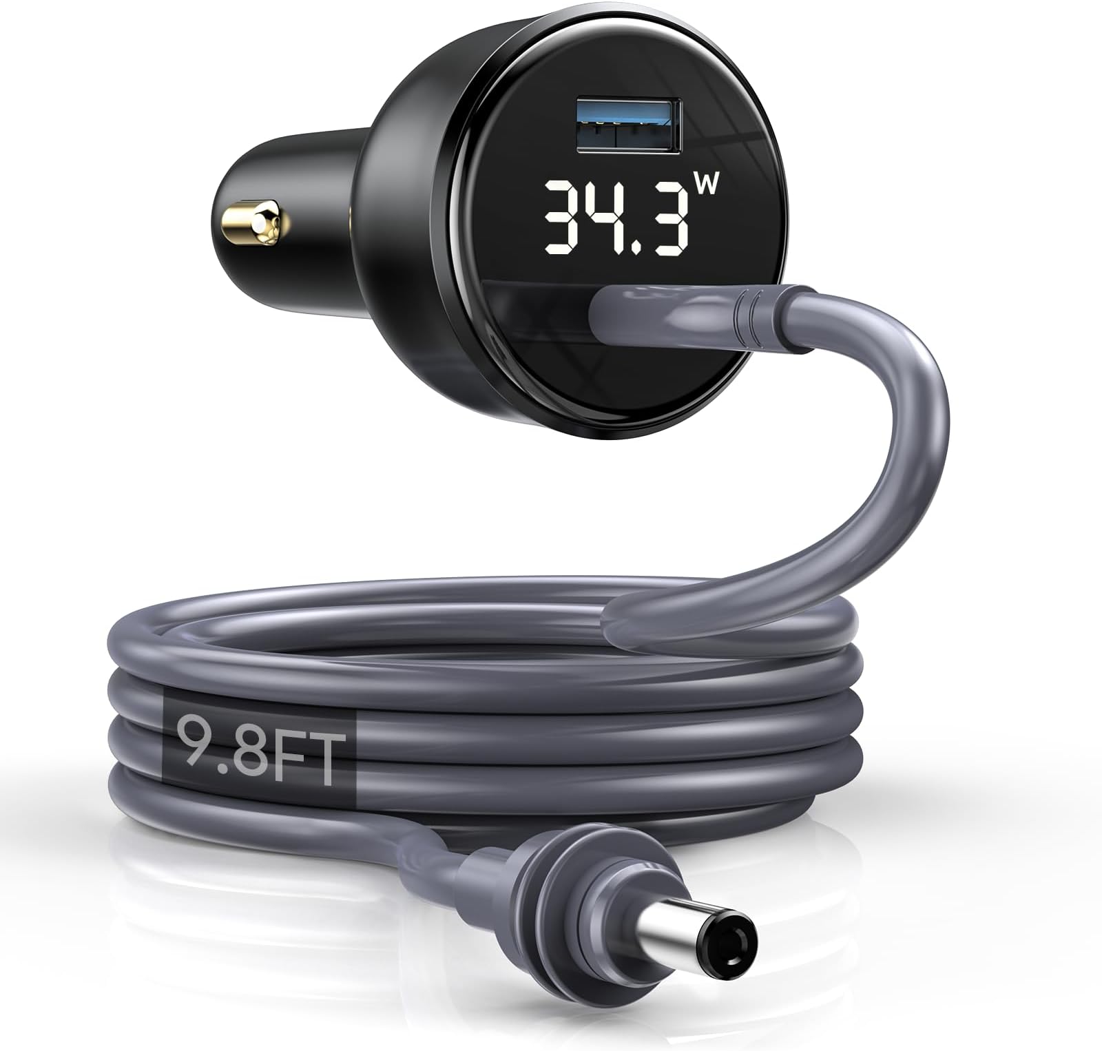 Starlink Mini Cable - Star link Mini Car Cigarette Lighter Adapter & DC Power Cable 12V-24V with Digital Display Charging Cord with USB Type-C Port 3M/10FT