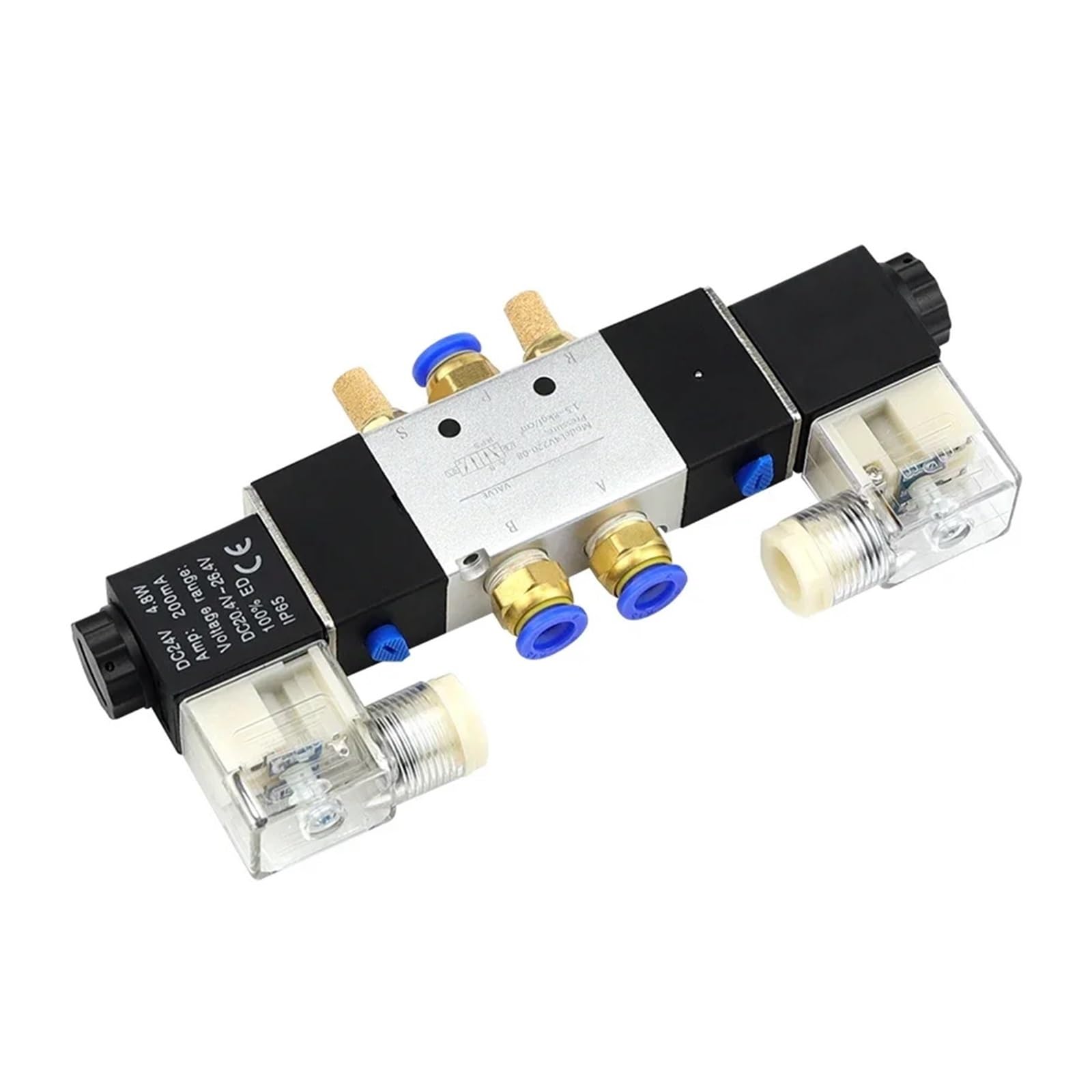Válvula Solenoide 220V Neumática 4V220-08 Aire 5 Vías 2 Posiciones 1/4" Bobina Aleación Interna CC 12 V CC 24 V CA 110 V(W 10mm Fittings)