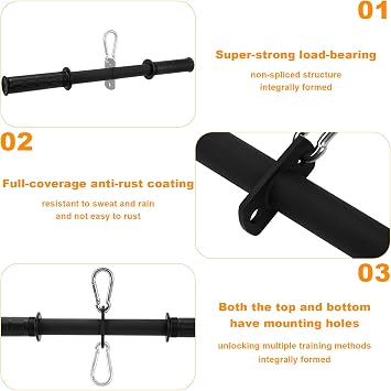 LAT Pull Down Attachments,Straight Bar Cable Attachment,LAT Pull Down Bar Cable Machine Attachment for Back Training,Tricep Bar, Bicep,Full Rotation