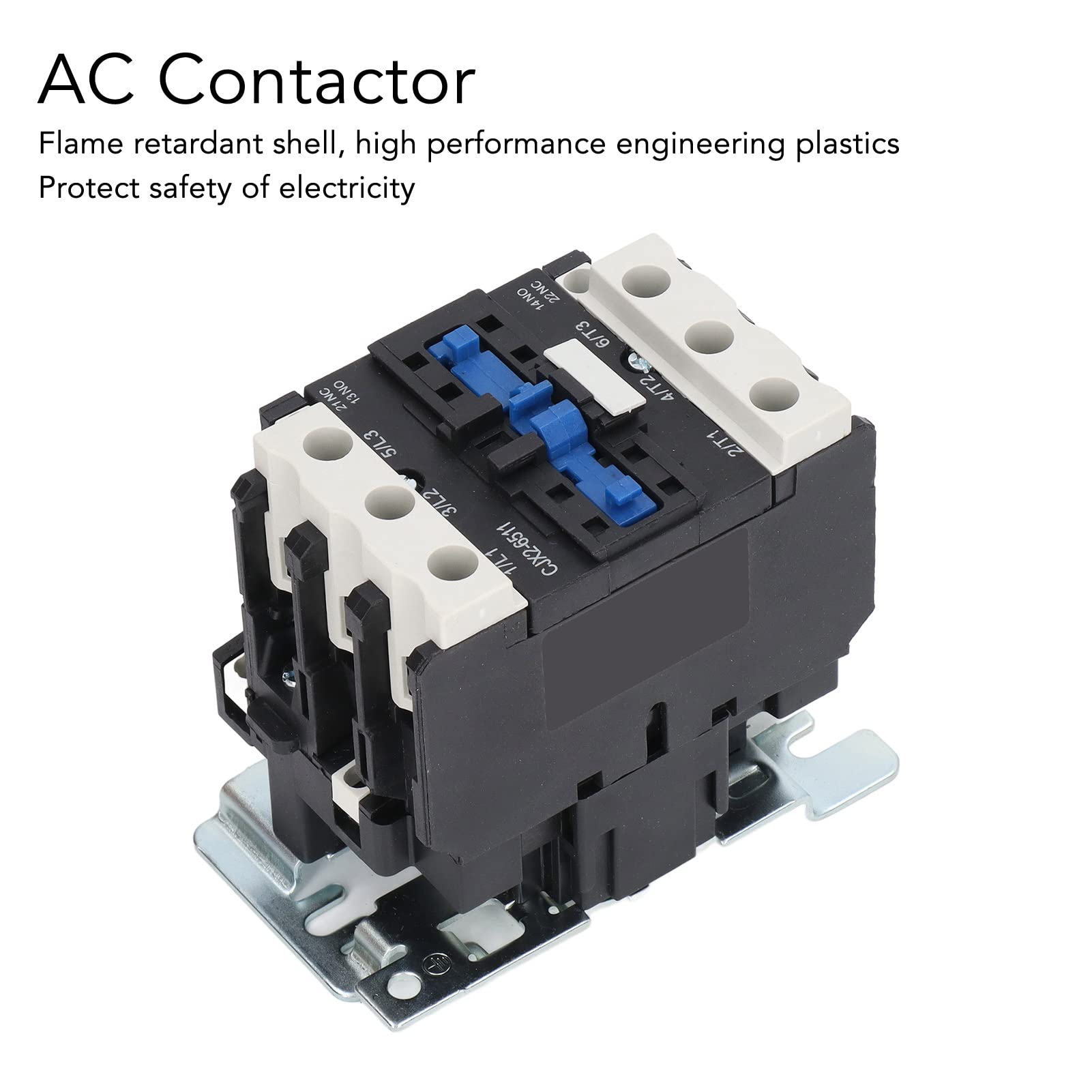 Contattore CA da 65 A con bobina da 110 V CA 50 Hz e guscio ignifugo - Contatti principali 3NO e ausiliari 1NO 1NC - per controllo motore, alimentazione e indicatori.