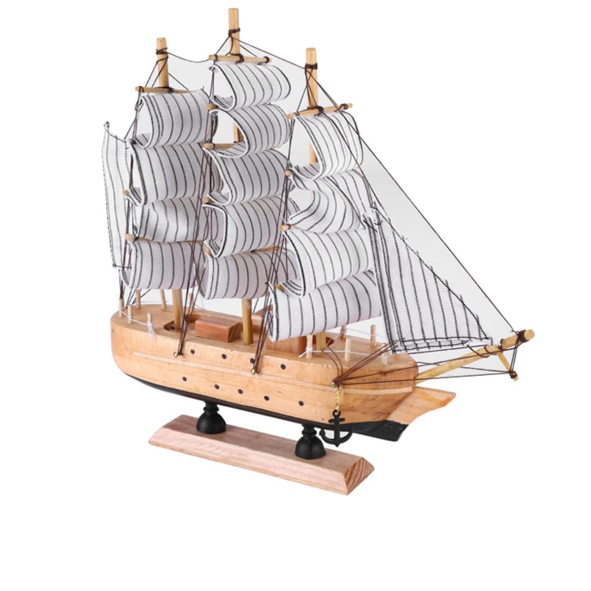 RUITASA Model Sailboat, Mini Antique Sailboat Ornament Crafts Handcrafted Nautical Ocean Theme Sailing Boat for Home Office Tabletop(White sail, Wood Hull)