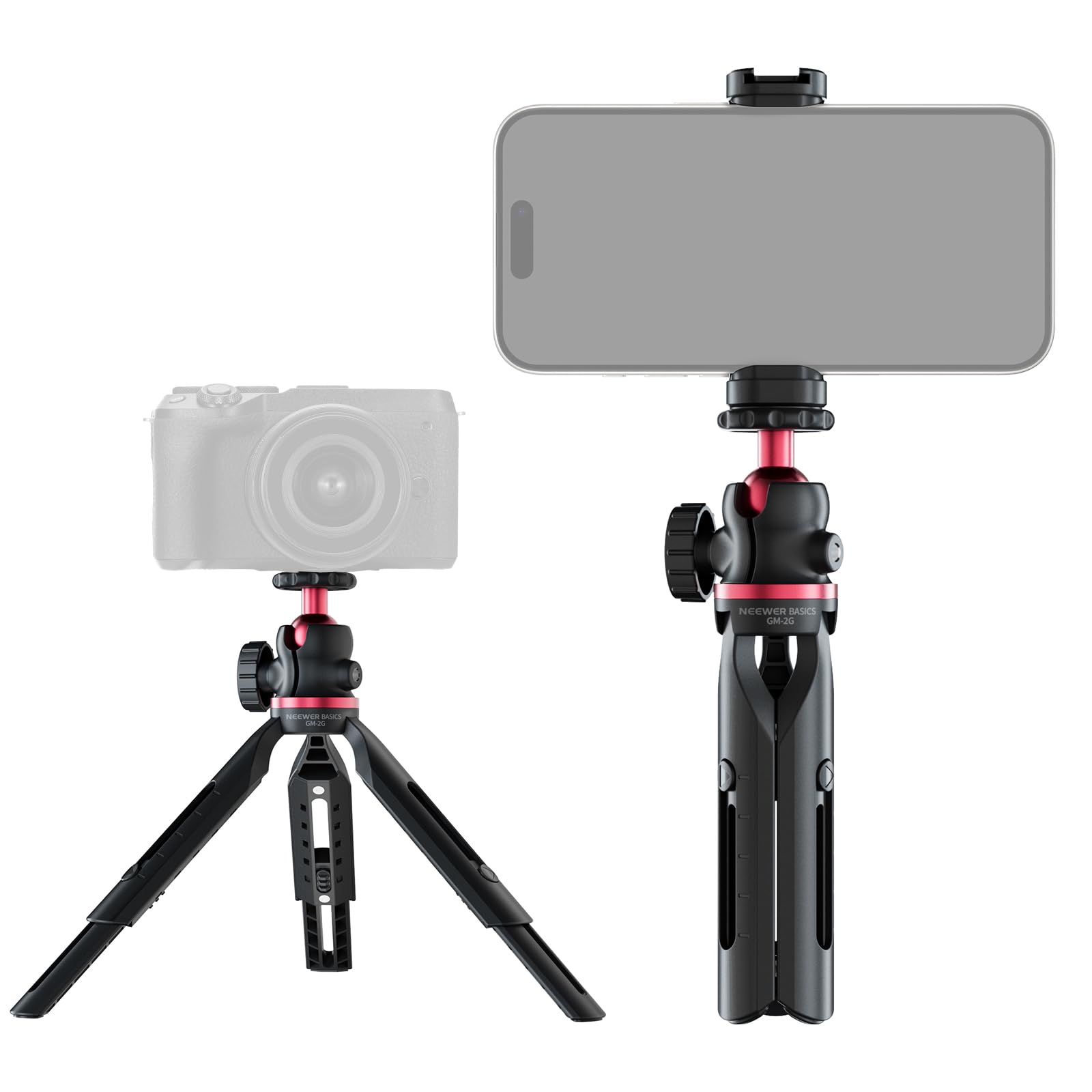 NEEWER ENTRY LEVEL VERSION Mini Tripod for Camera, 360° Small Desk Portable DSLR Webcam Cell Phone Mount Holder Stand Selfie Stick Grip Compatible with iPhone Samsung Android Video Recording, GM-2G