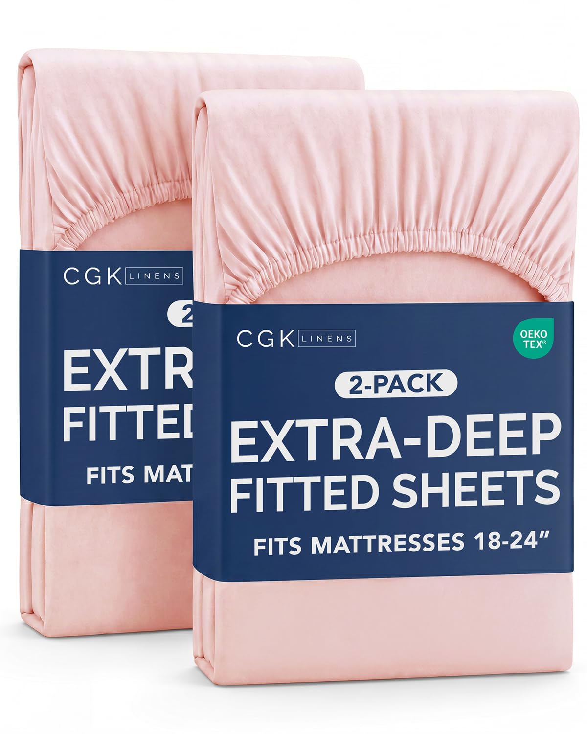CGK Linens 2 Pack Extra Deep Twin Fitted Sheets - Baby Pink