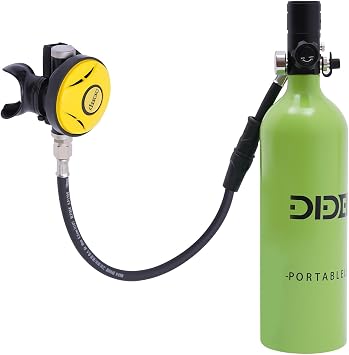 Mini Scuba Tank with 1L Capacity, Portable Scuba Diving Tank with Carrying Strap, 3 Types of Inflation, Fit for Short-Term Diving Equipment, Vacation Diving 15-20min Dive Time