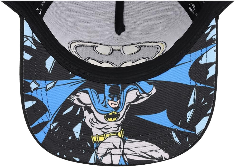 DC Comics Batman Big Print UV A-Frame Adjustable Snapback Cap Black