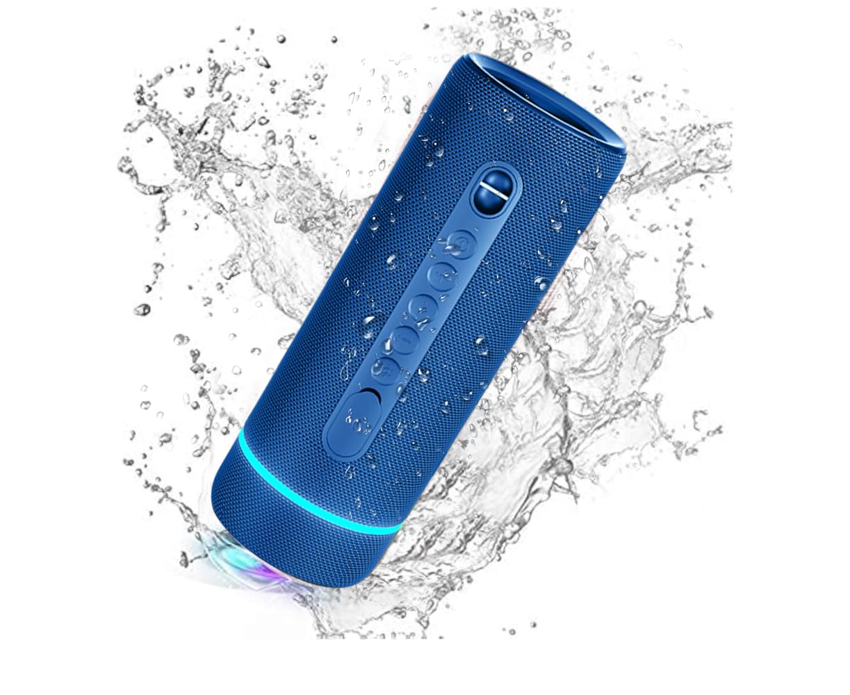 Decibelvibe Tnz Sleek 8 przenośny głośnik Bluetooth, wodoodporny głośnik IP66 o mocy 30 W, głęboki bas, Bluetooth 5.3, czas odtwarzania 25 godzin, parowanie TWS, światła RGB, do domu, na zewnątrz,