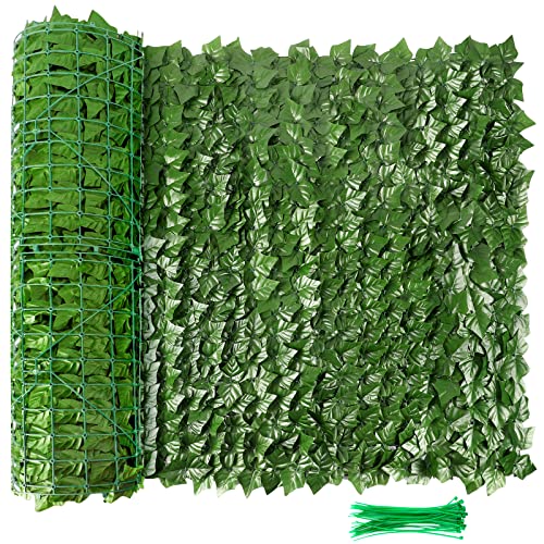 Whonline Artificial Faux Ivy Hedge Privacy Fence Wall Screen 157.4 x 39.4in Fence Covering Privacy with 30pcs Green Zip Ties, Faux Privacy Fence for Yard, Porch, Patio