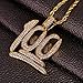JINAO Hip Hop 18K Gold Plated Iced Out CZ 100 Pendant Necklace with 24
