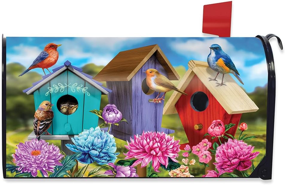Briarwood Lane Colorful Birdhouses Spring Mailbox Cover