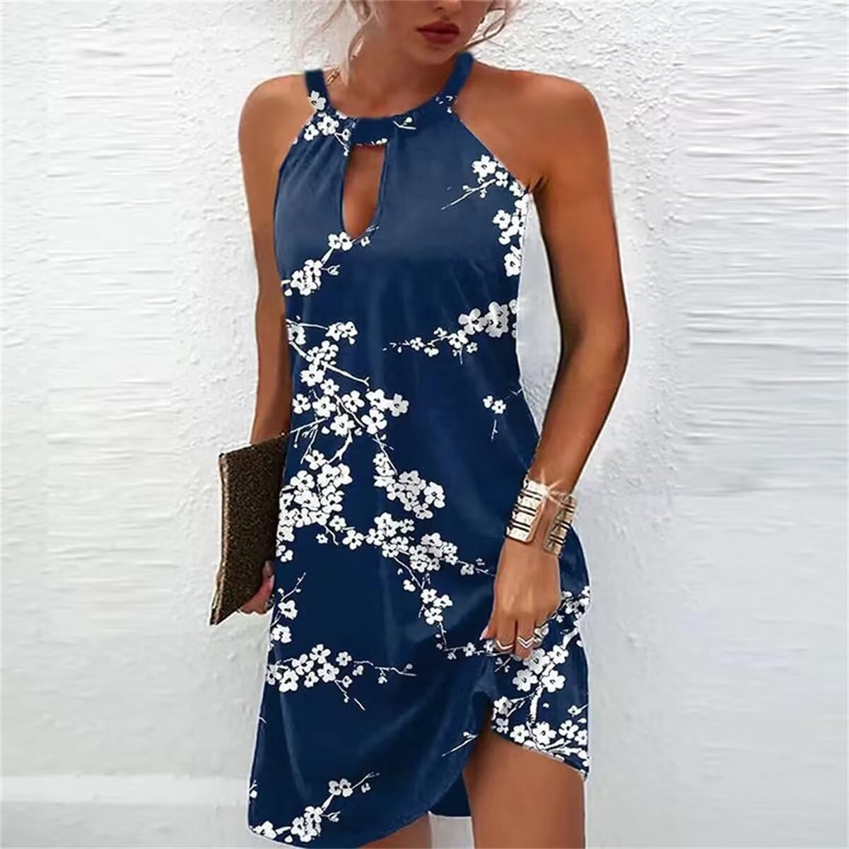 Women Summer Sleeveless Halter Neck Dresses 2026 Casual Floral Print Dress Sun Dresses for Party Beach Vacation - Image 2