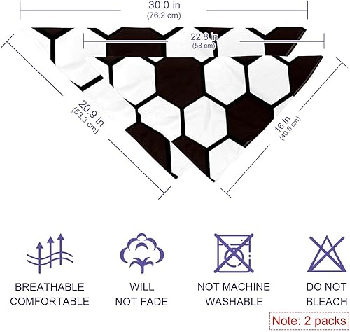 Miniatura 2 de LEVEIS Paquete de 2 bandanas para perro, pelota de fútbol, diseño blanco y negro, para niñas, niños, baberos para mascotas, bufanda, pañuelo,
