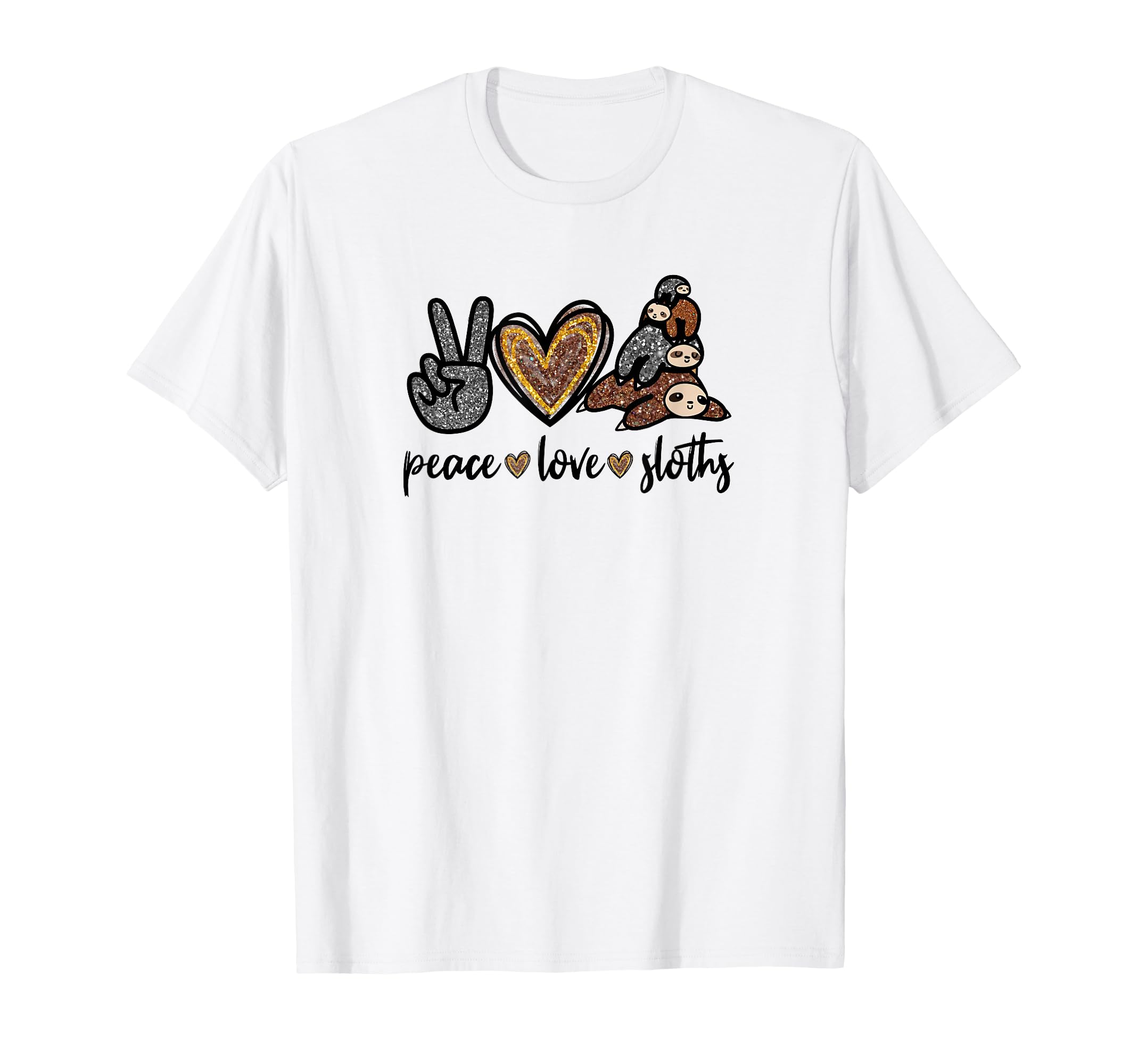 Peace Love Sloths Graphic For Women And Girls Cute Sloth Mom T-Shirt