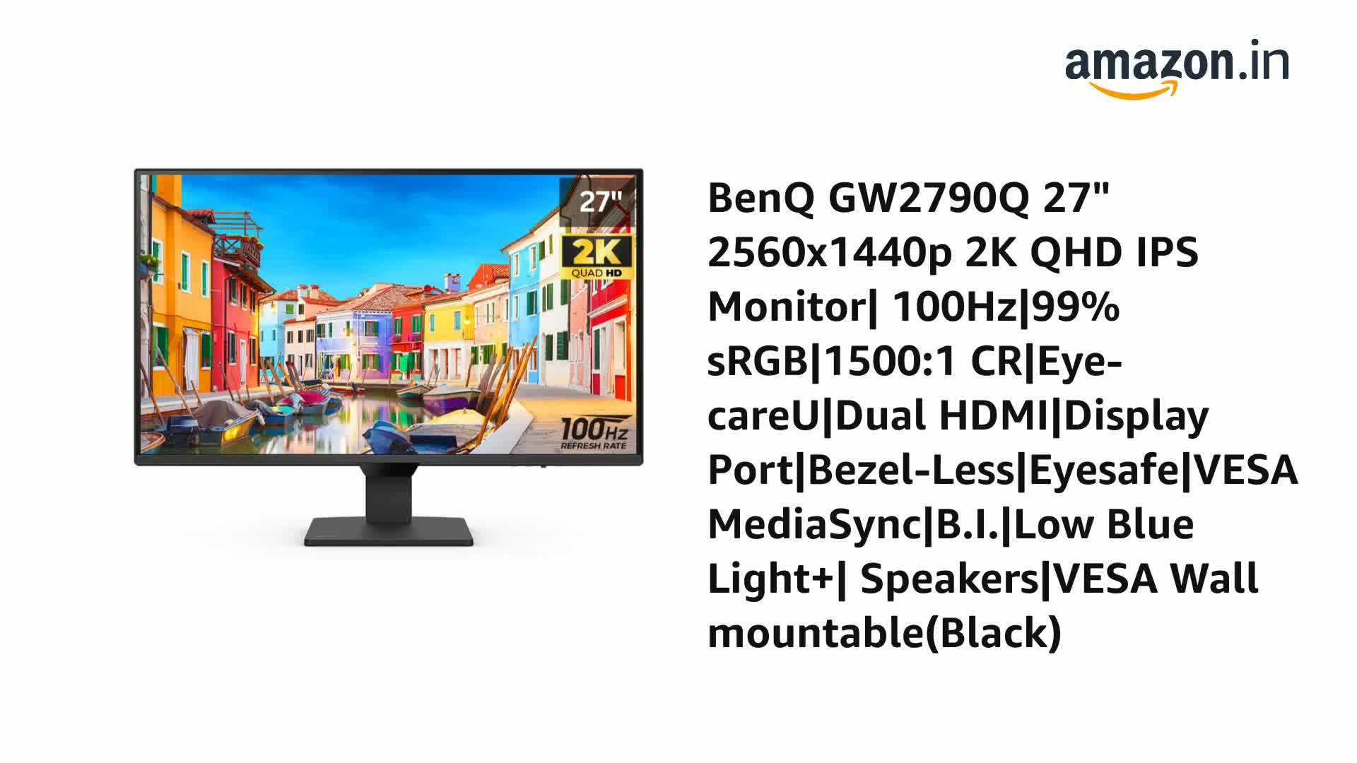 BenQ GW2790Q, 27 Inch (68.58 cm), IPS, 2K QHD 2560x1440, 100Hz