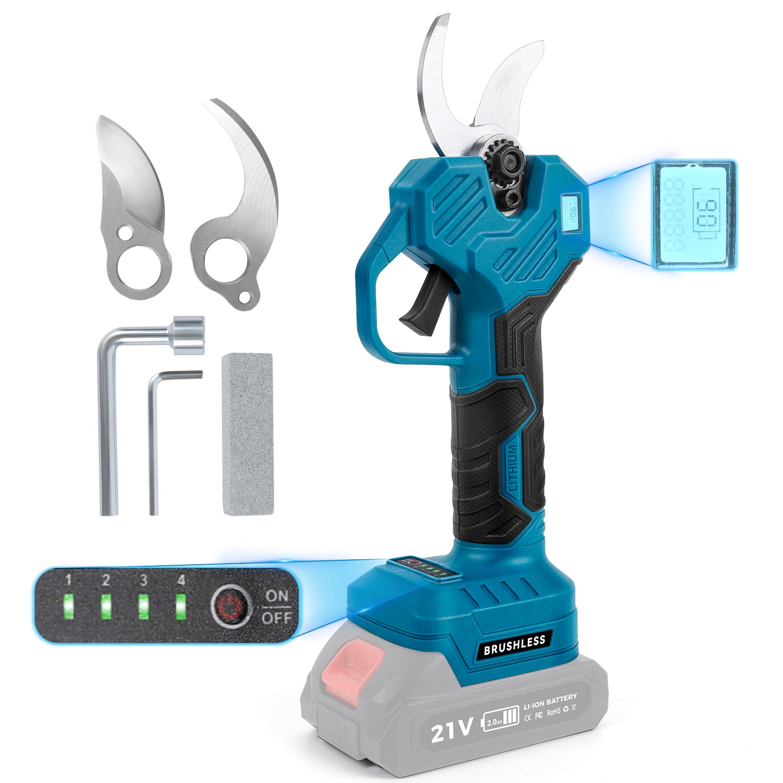 Secatore elettrico senza fili per Makita 18 V 55 mm Secatore Elettrico | Cesoie a batteria, professionale per giardino senza spazzole per giardinaggio, vite (senza batteria)