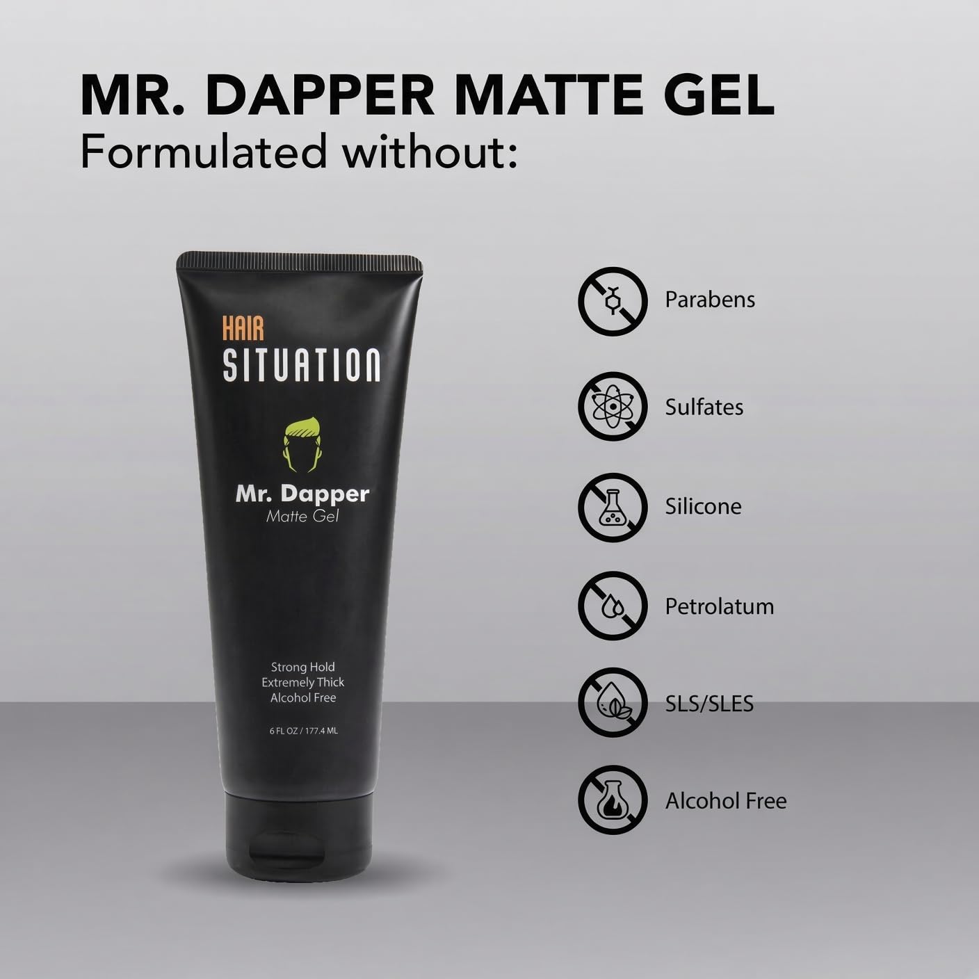 Hair Situation Mr. Dapper Matte Hair Gel – Strong Hair Gel Style 6 Fl Oz