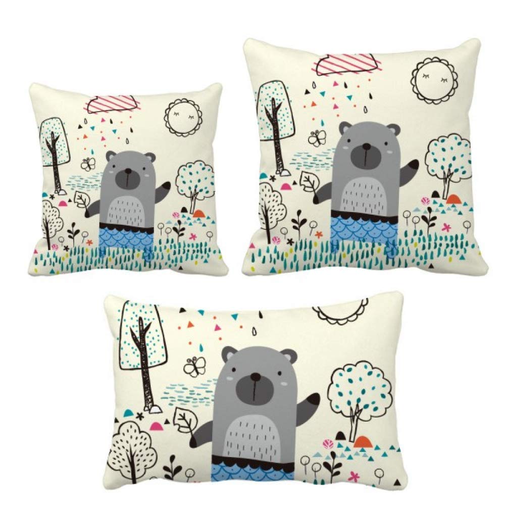 Housse de coussin rhinocéros bleu en tissu motif dessin animé