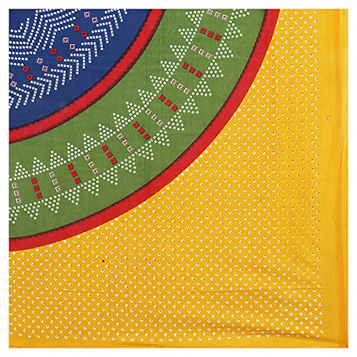 Image of RajasthaniKart Pure 100% Cotton Double Bed Sheet with 2 Pillow Covers (Bedsheet for Double Bed Cotton, Yellow, Bhandej)