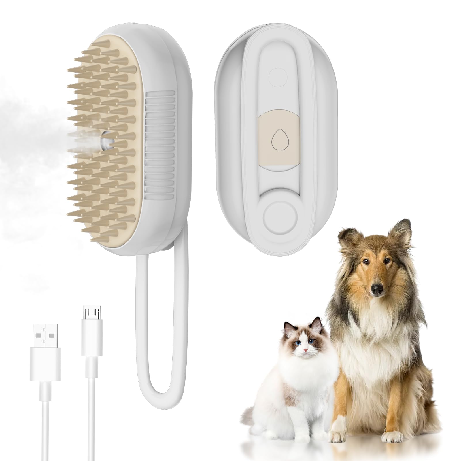 Cepillo de vapor para gatos y perros que elimina enredos y pelo muerto