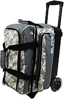 Vista 12 de ELITE Bolsa de bolos Deluxe de 2 bolas con ruedas lisas de 5 pulgadas, bolsillo grande para accesorios, compartimento para zapatos, mango extensible