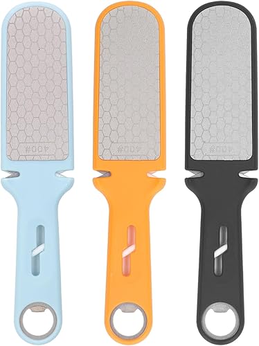 Afilador de cuchillos portátil multifunción, afilador de cuchillos de doble cara 6 en 1, piedra de afilar cuchillos portátil multifunción para