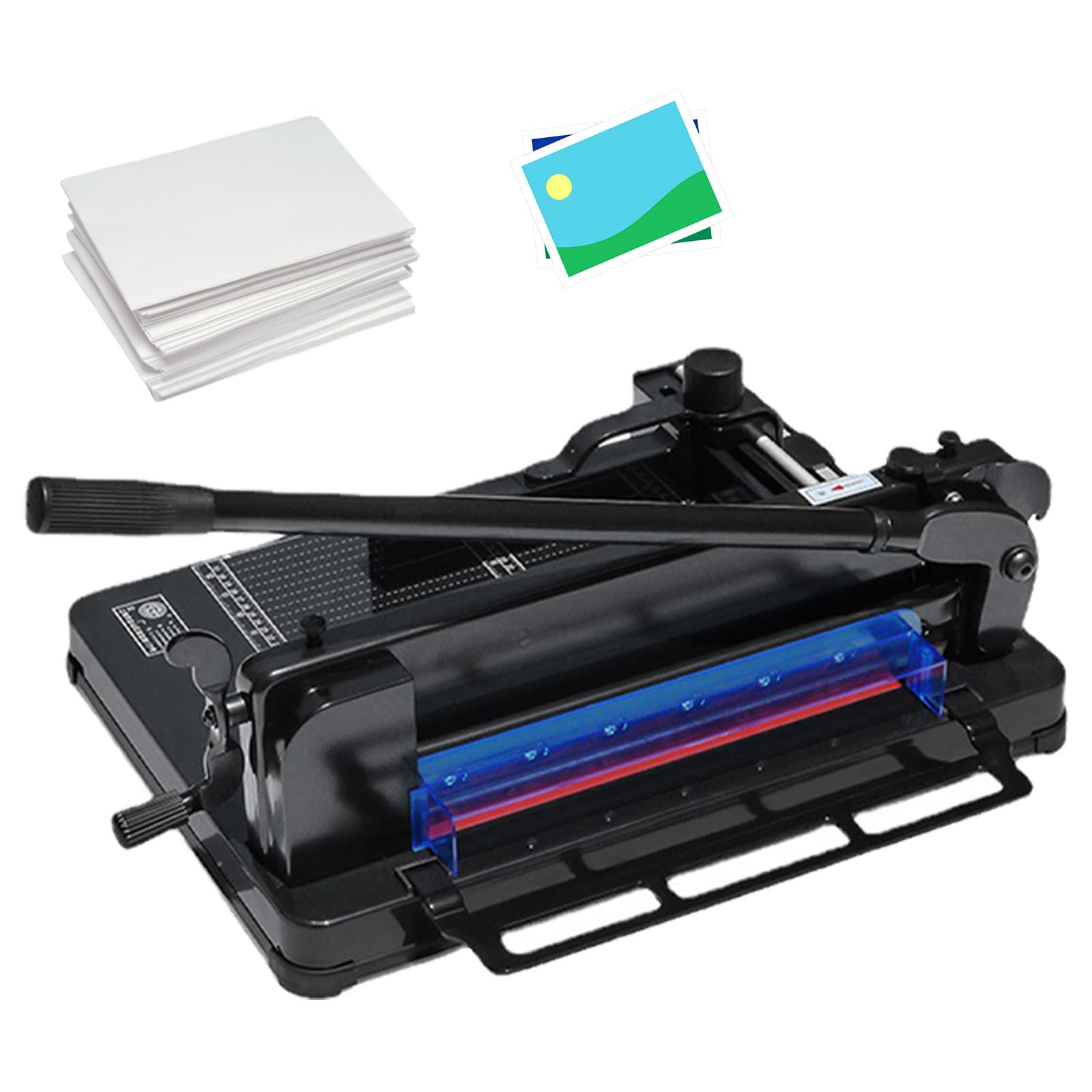 Taglierina per Carta, taglierina a ghigliottina con Lama in Acciaio rapido HSS, Piedini in Gomma Antiscivolo, taglierina per Carta impilabile per Ufficio, casa o Scuola,Black