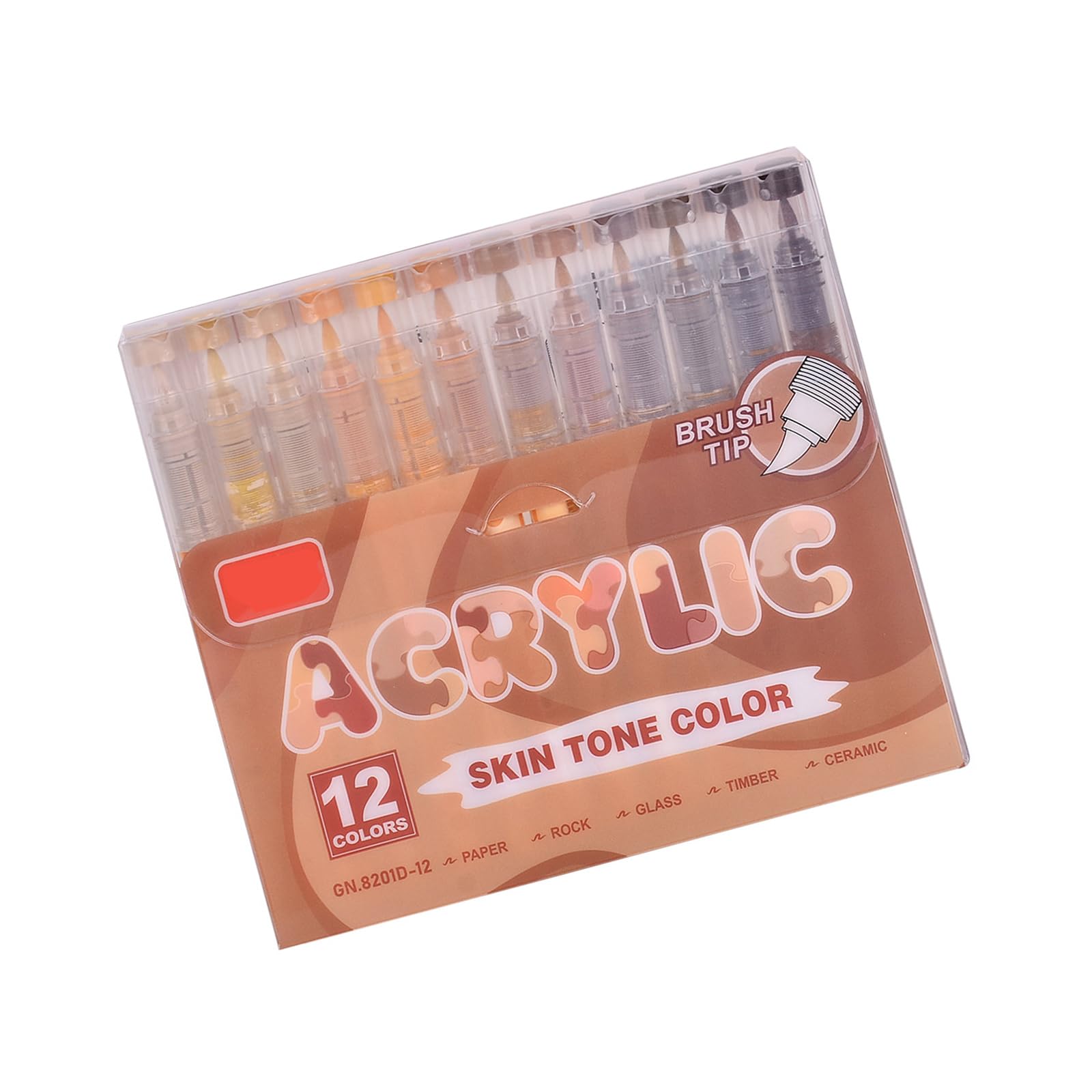 Jazuaiao Liquid Acrylic Marker 12 Color Paint Pen Brush Tip for Journaling Drawing on Paper Stone Rock Canvas Wood Glass Paint Markers for Artists