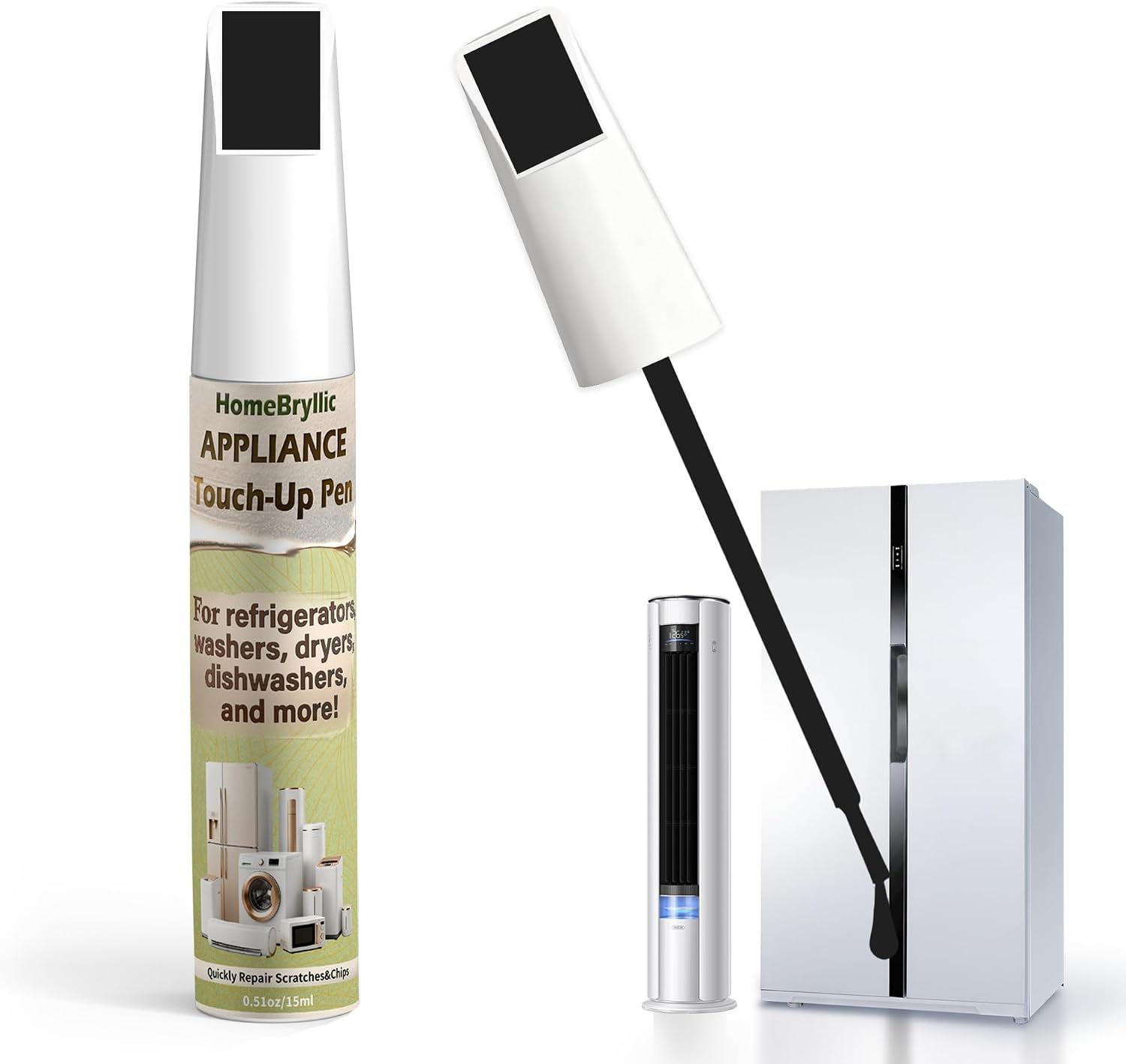 Matte Black Appliance Repair Paint, Two in One Design Appliance Touch up Paint Pen Effective Rust Prevention, Suitable for Refrigerators,Washing Machines, Dishwashers and Other Appliances