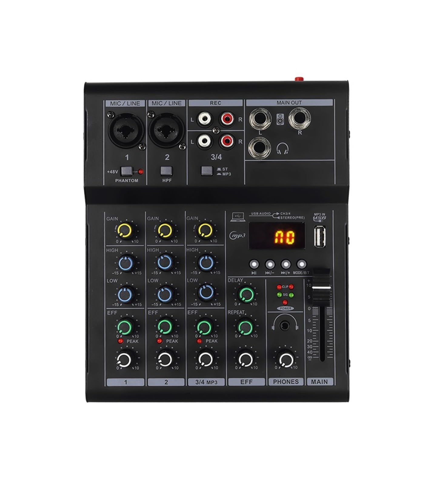 Professional 4 6 Channels Mixer DJ Mixing Console with USB Interface Sound Card BT 48V PC MP3 DJ Recording