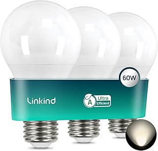 Linkind Ampoule LED E27 Classe Énergétique A 806lm, 3,8W=60W, Blanc Neutre 4000K, 50000H Durée de Vie, Non Dimmable, Ampule A60 Edison, Angle 220°, Mat, Lot de 3