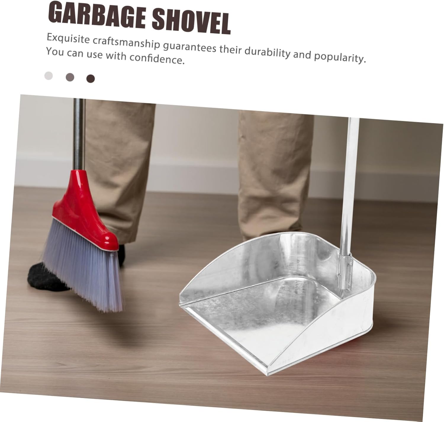 Long Handle Dustpan with Capacity Durable Cleaning Tool for Indoor and Outdoor Use Lightweight Anti Design for Home and Commercial Cleaning