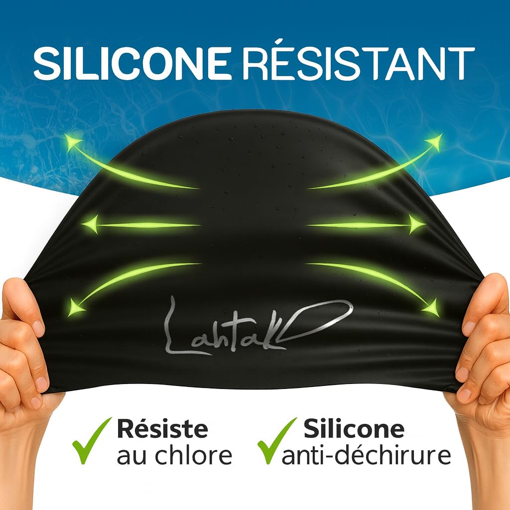 Bonnet de Bain Silicone Imperméable Extra-Large pour Cheveux Longs, Natation Femmes Hommes Dreadlocks