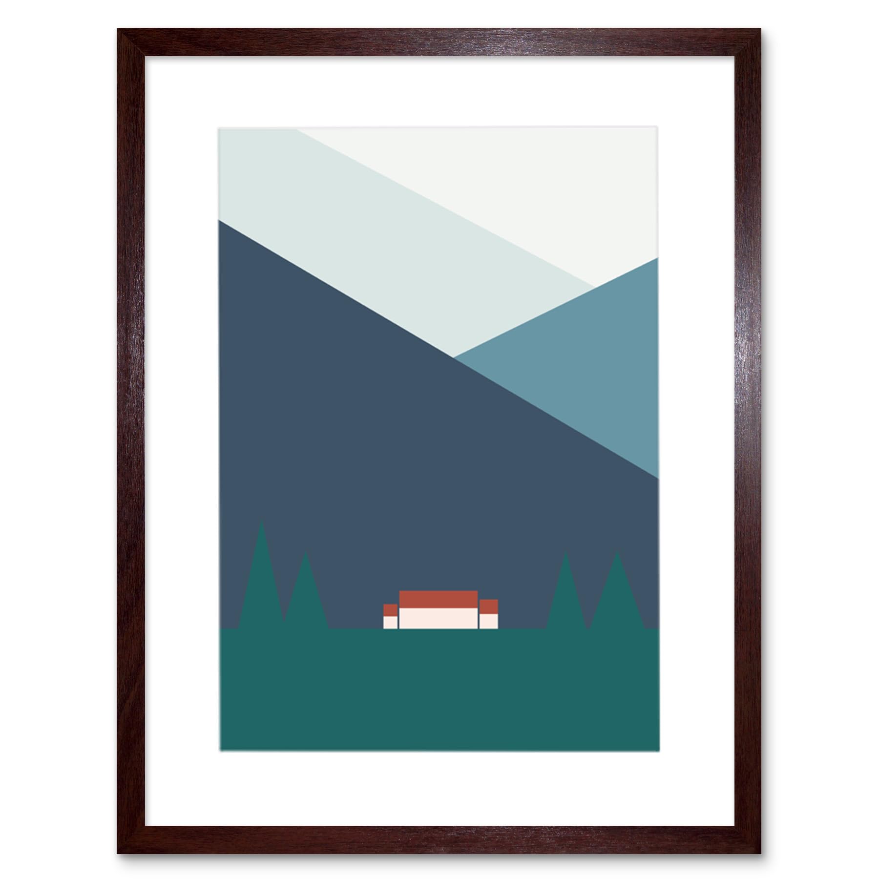 Wee Blue Coo Geometric Shapes Scottish Highland Croft Home Scotland Framed Art Print