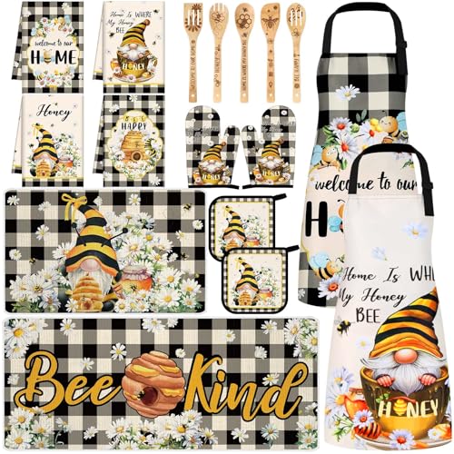 Bencailor 17 Pcs Bee Gnome Kitchen Decor and Accessories Gnome