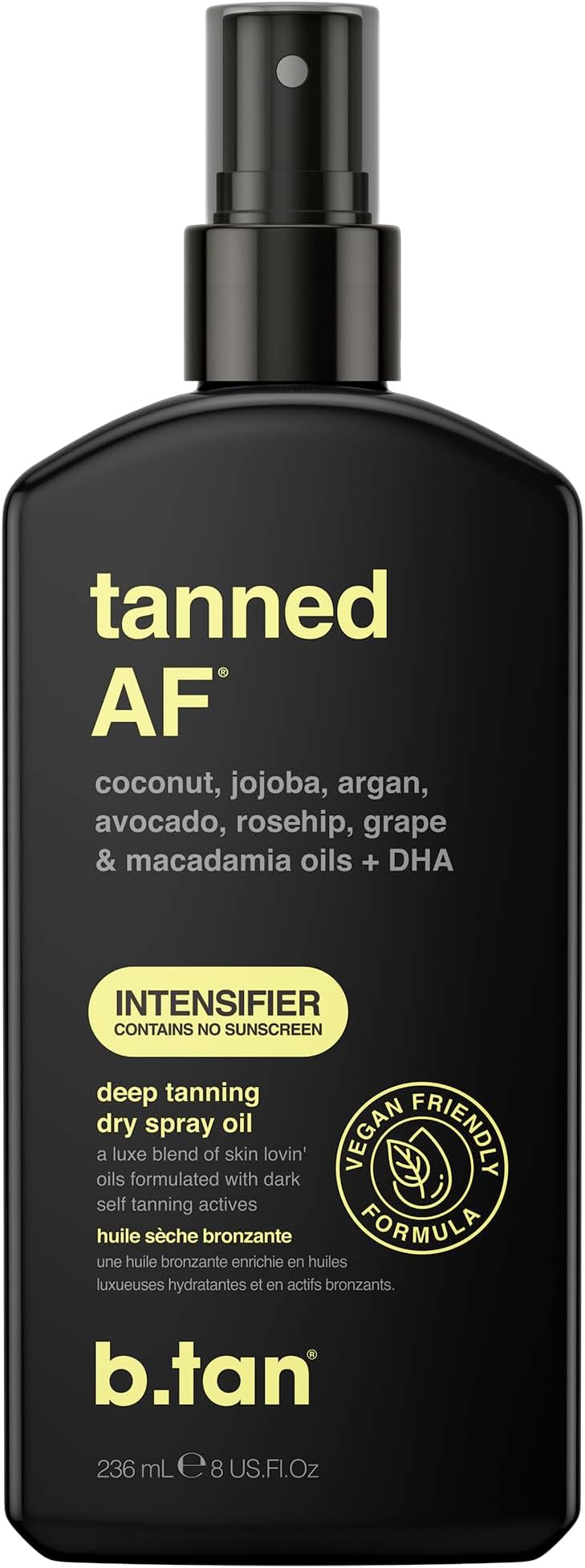 Sun Tanning Body Oil - tanned AF - Ultra Hydrating With Tan Accelerating Tan Actives for Deeper, Darker Results, 3.38 fl oz