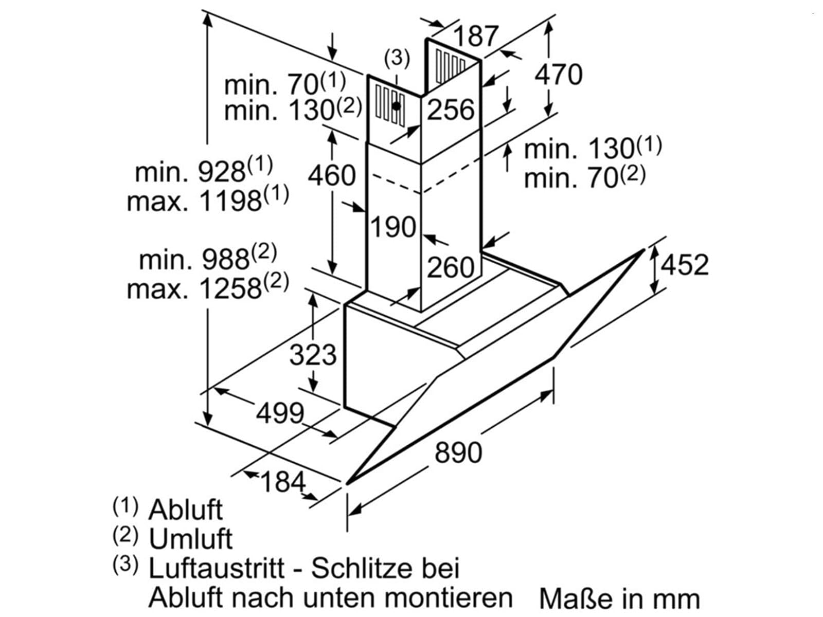 Bosch DWK97JM60 Serie 6 Schrägesse, 90cm breit, Um- & Abluft, Made in Germany, EcoSilence Drive leiser und effizienter Motor, LED-Beleuchtung gleichmäßige Ausleuchtung,DirectSelect intuitive Bedienung