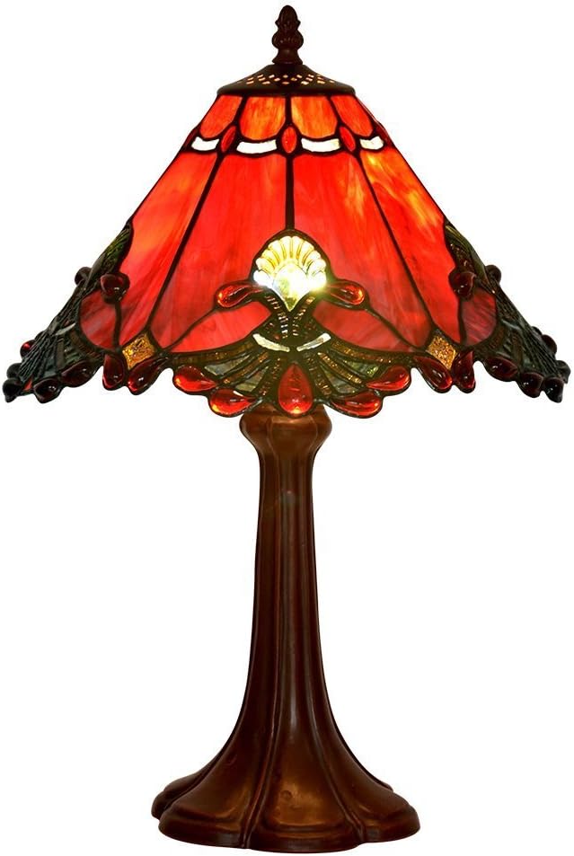 Bieye L30021US Baroque Tiffany Style Stained Glass Table Lamp Night Light wit...