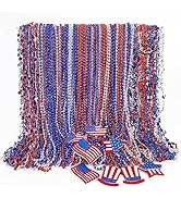 EOBOH 4th of July Party Favors, 120PCS Patriotic Beads Necklaces, Metallic Patriotic Independence...