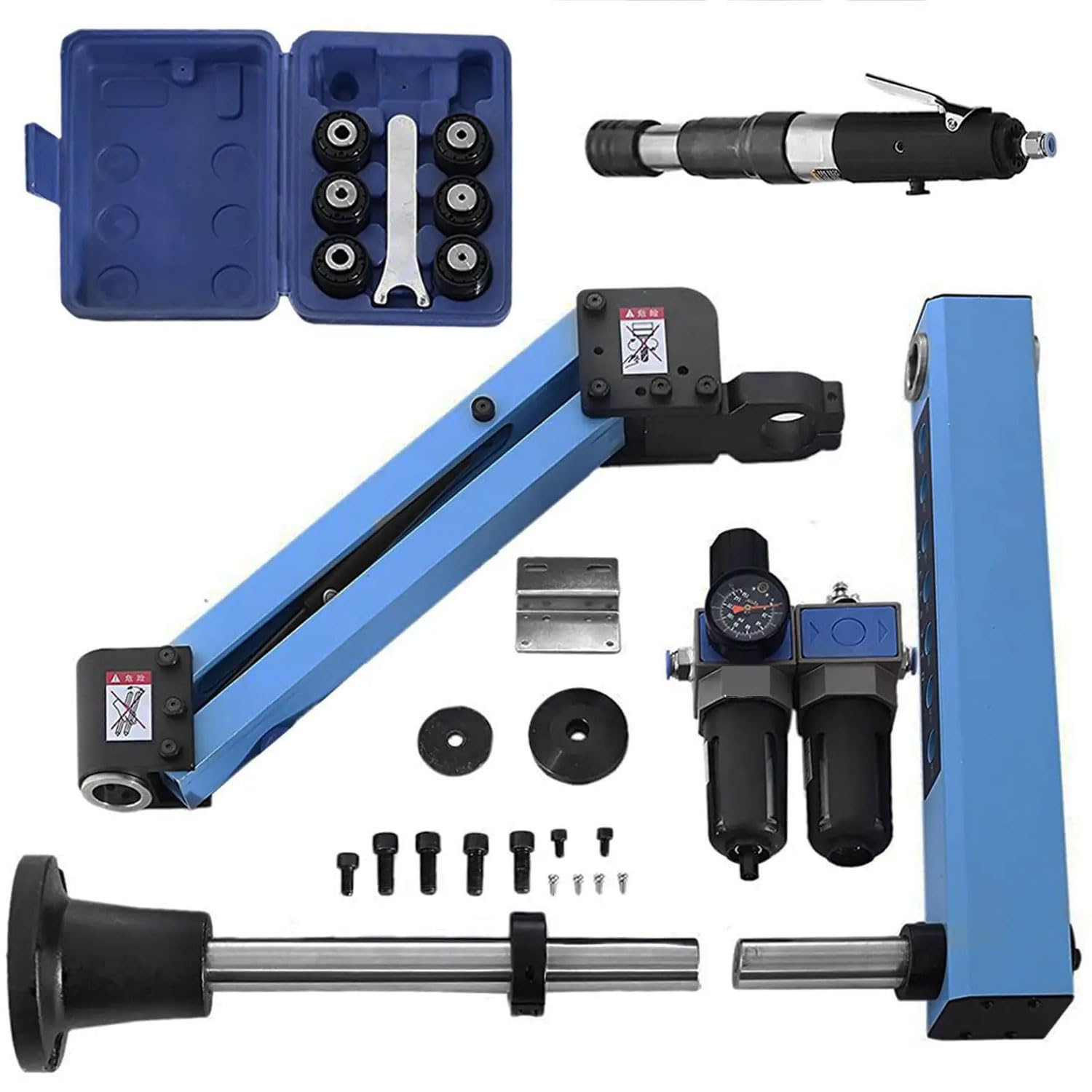 Maschiatrice Pneumatica Universale, Maschiatrice per Dadi con Braccio Flessibile Ad Angolo di 360° con Pinze per Maschi M3-M12, Utensile Verticale per Acciaio, Ferro, Rame, Alluminio, Plastica