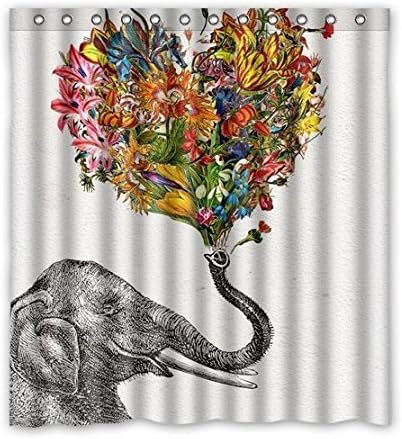 YEHO Art Painting Newspaper Elephant Aztec Floral Personalized Custom Shower Curtain 100% Waterproof Polyester Fabric Shower Rings Included(60" Wide X 72" Long)