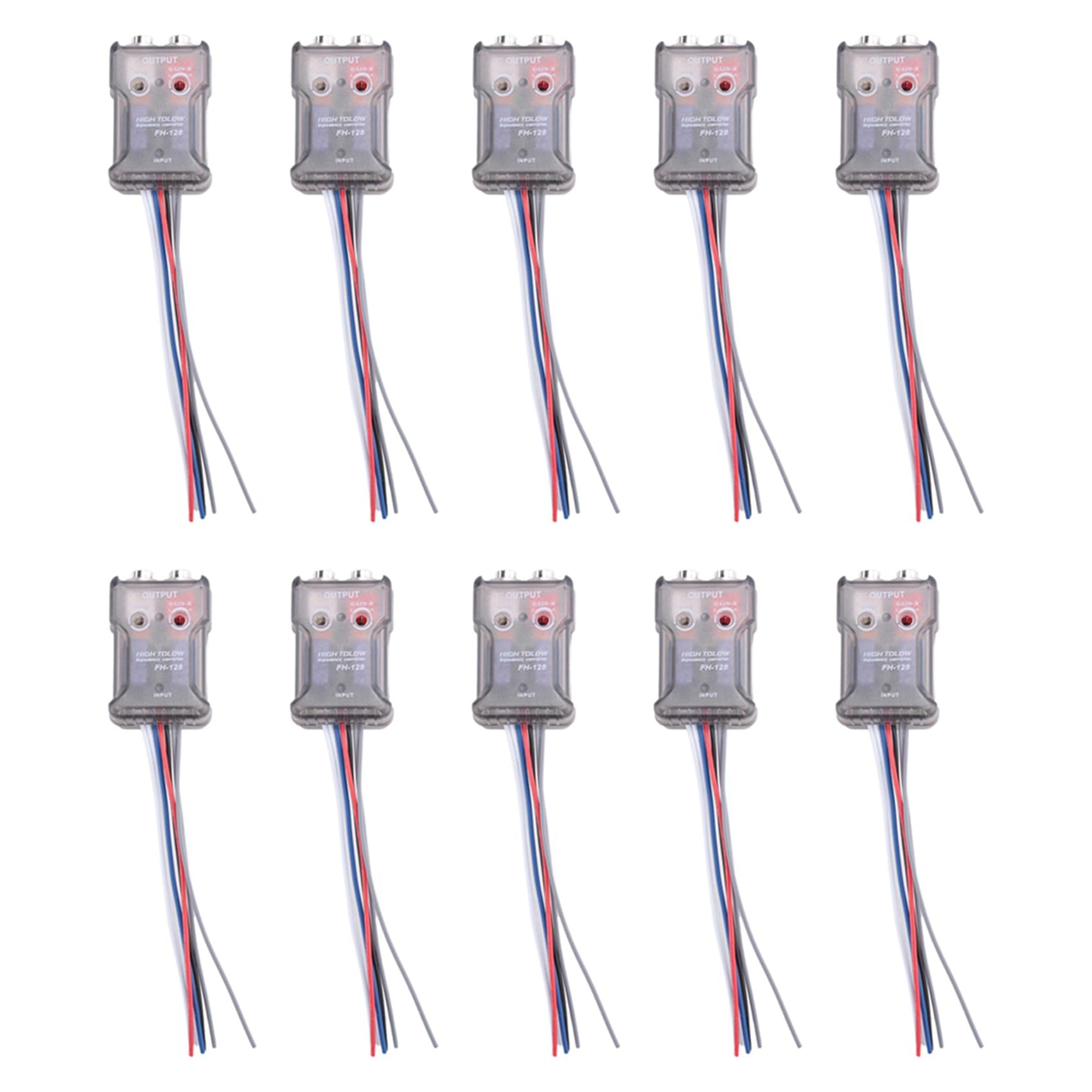 Lot de 10 adaptateurs audio de haut-parleur haut niveau vers bas niveau RCA pour voiture - Convertisseur audio haut vers bas descendant pour caisson de basses