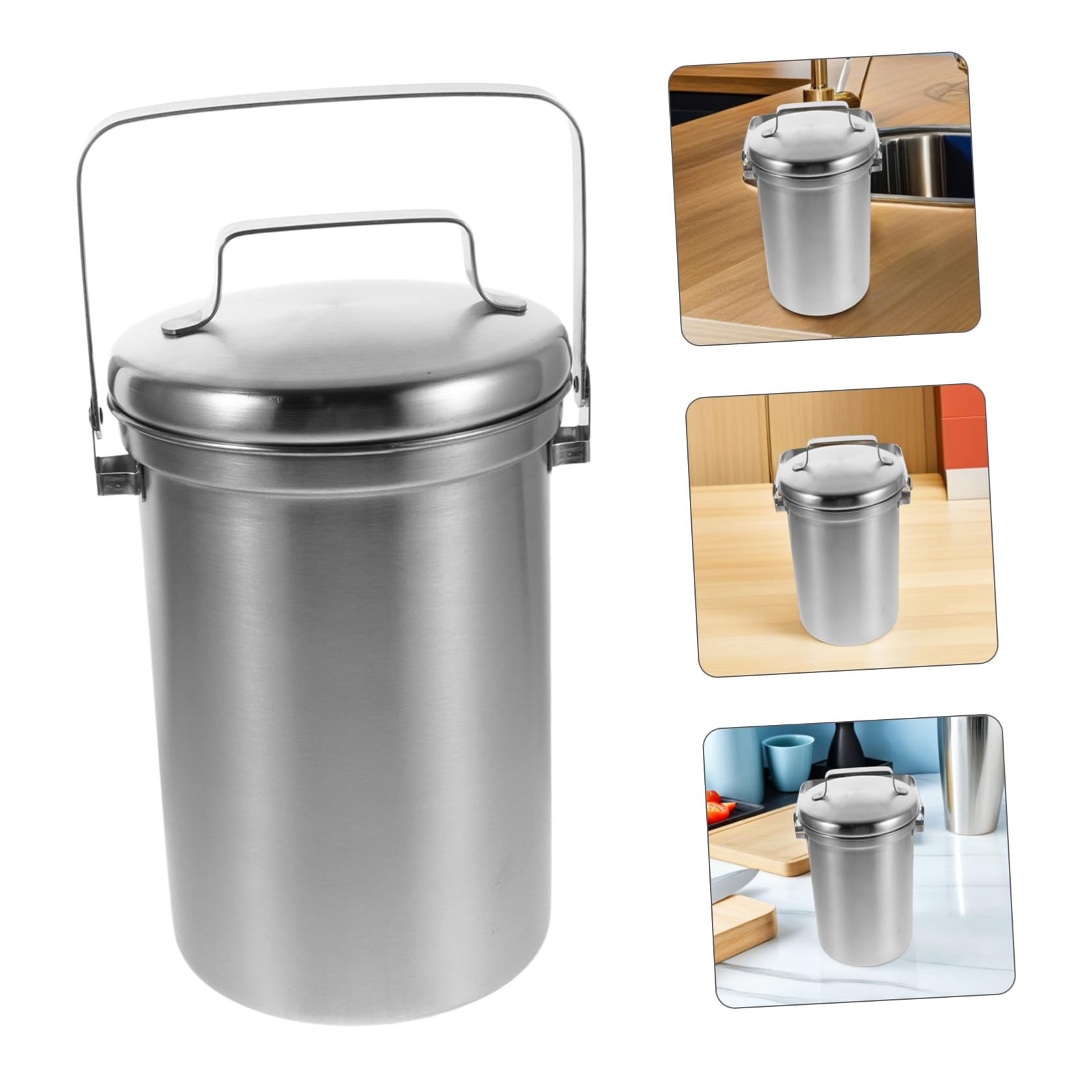 Homoyoyo Seau à Compost Cuisine en Acier Inoxydable 3l avec Couvercle, Design Élégant et Facile à Nettoyer, pour Déchets Alimentaires sur Plan de Travail