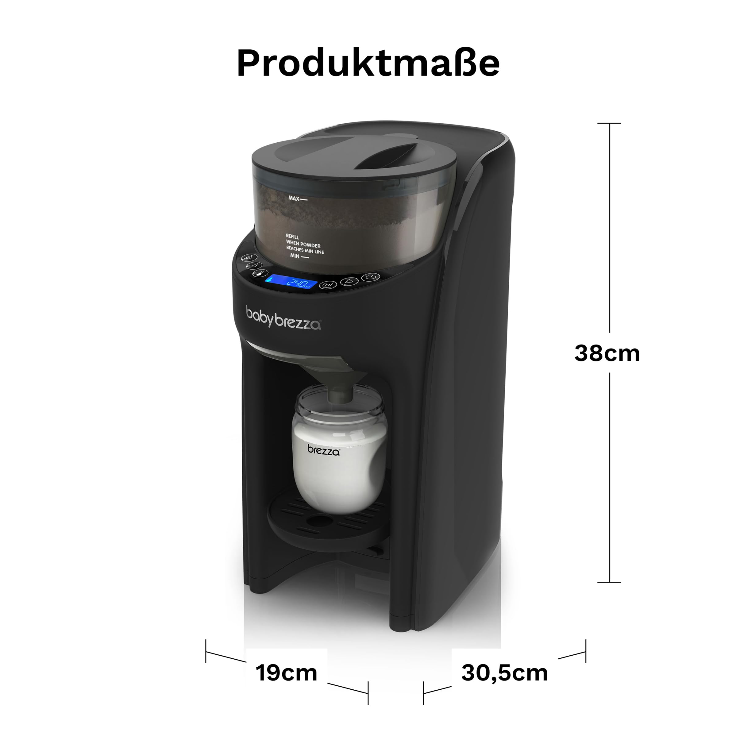 Baby Brezza Formula Pro Advanced Automatischer Flaschenzubereiter | Mischt Milchpulver & Wasser perfekt per Knopfdruck – 3 Temperaturen – Für alle Flaschen & Pulver – BPA-frei, schwarz