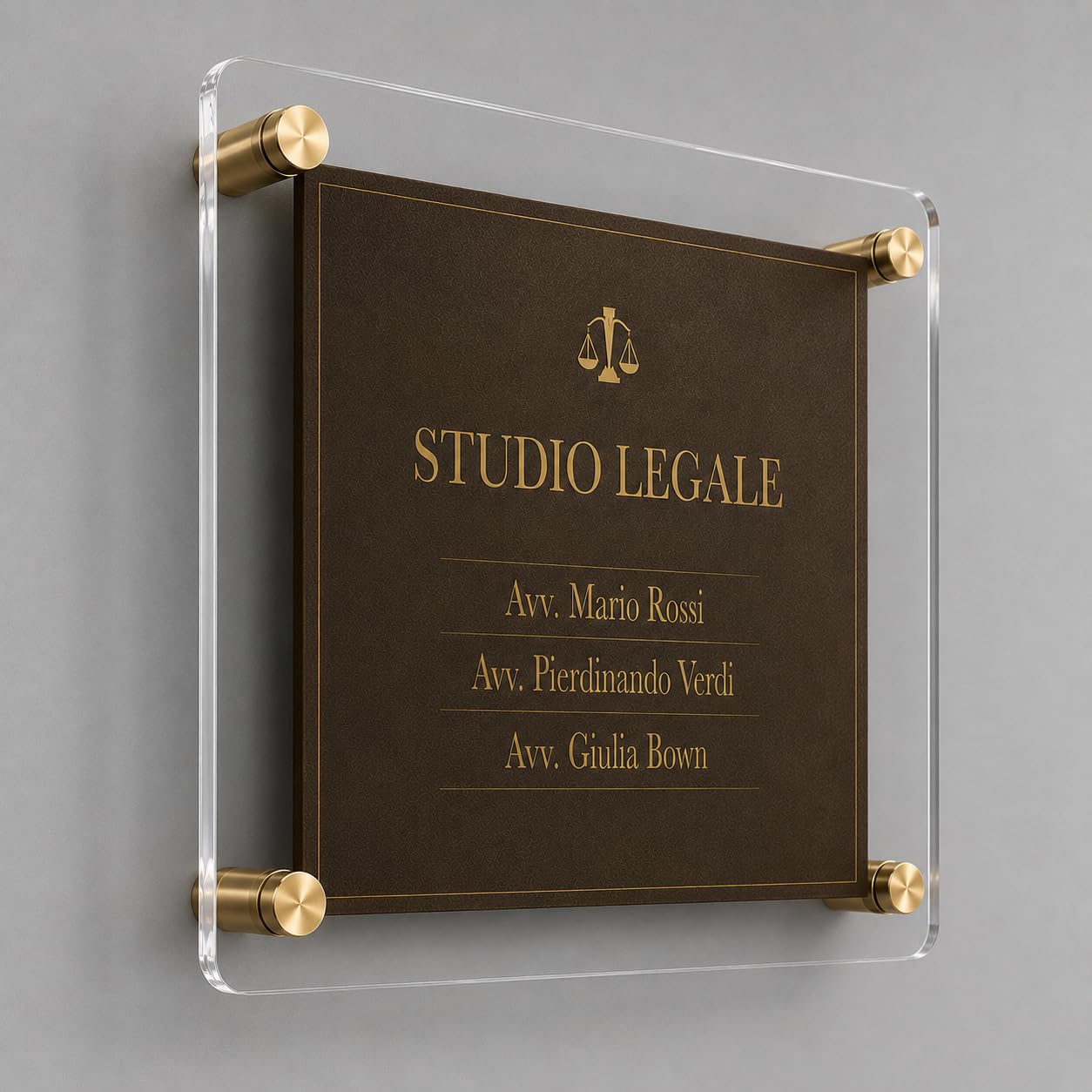 Plaque en laiton personnalisée gravée – Plaque professionnelle pour bureau, porte, bureau et maison – Finition bronze mat premium – Personnalisable avec nom, logo et texte – Fabriquée en Italie