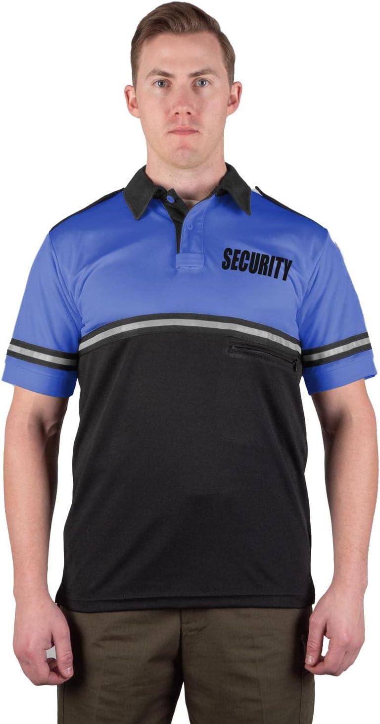 First Class Two Tone Security Bike Patrol Shirt with Reflective Stripes and Zipper Pocket